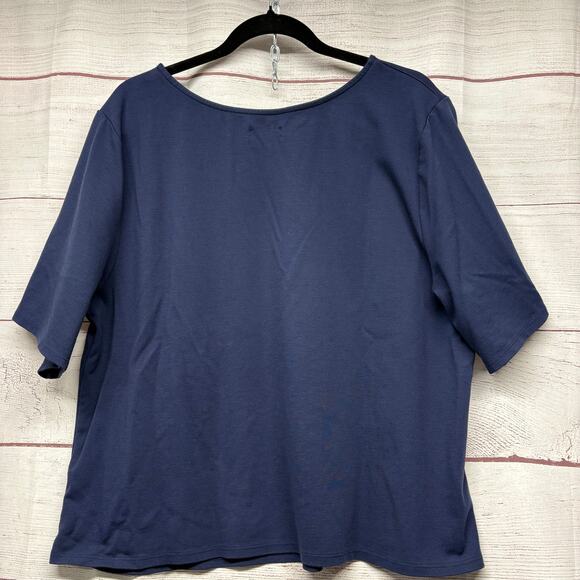 Ripley Rader Navy Ponte Knit Short Sleeve Top size 4+ US size 3X (18-20) - Picture 7 of 9
